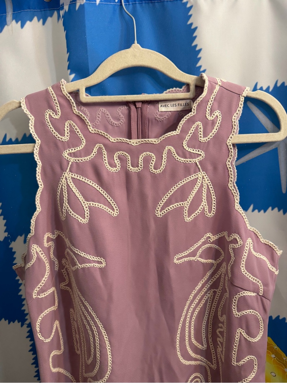 NWT Avec Les Filles Mauve Embroidered Sleeveless Dress size 10